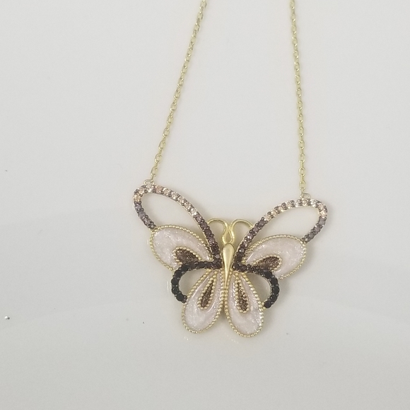 Butterfly Gold Plated Sterling Silver Necklace - Picture 3 of 4